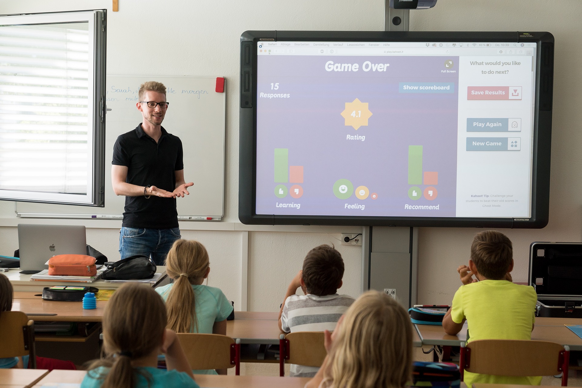 a teacher and students in a classroom