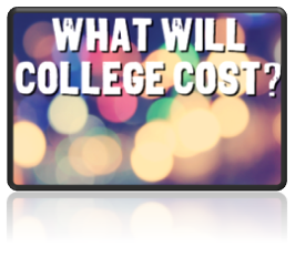 lights with text: what will college cost?